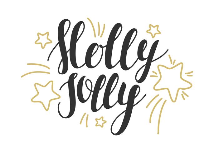 Holly Jolly -  hand drawn design elements. Vector illustration. Perfect design for posters, flyers and banners. Xmas design. Christmas card design with lettering.