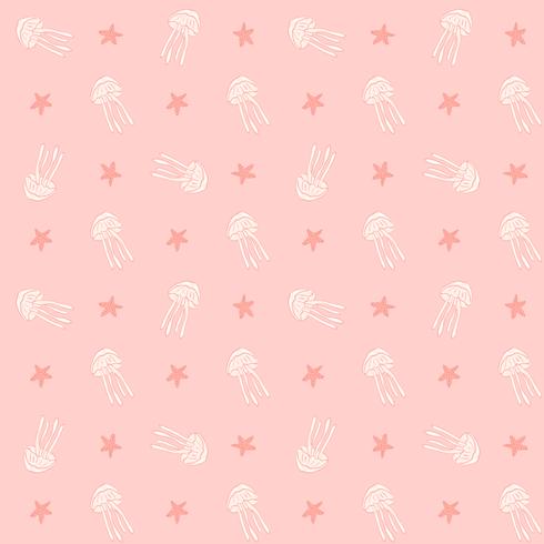 Jellyfish seamless vector pattern. Jellyfish background. Vector illustration. 