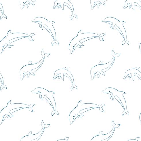 Vector seamless pattern with dolphins.