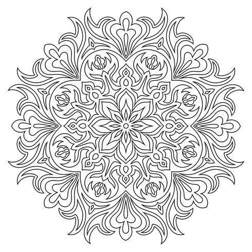 Ethnic mandala symbol for coloring book. Anti-stress therapy pattern.  vector
