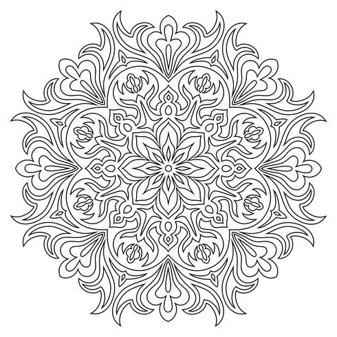 Símbolo de mandala étnico para colorear libro. Patrón de terapia antiestrés. vector