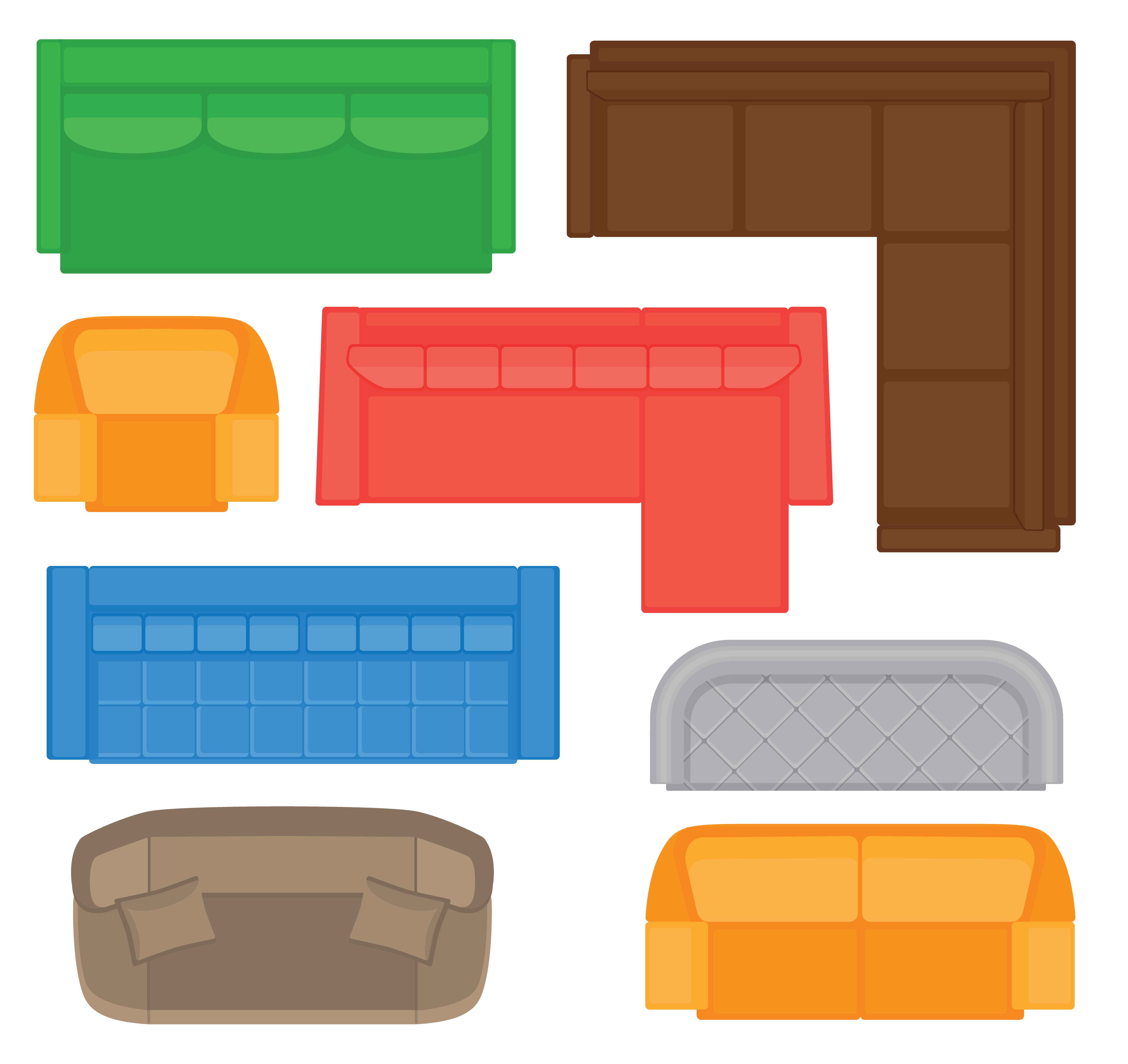 Furniture Top View Collection For Interior Design Vector Illustration In Flat Style Set Of Different Sofas Types For Floor Plan Download Free Vectors Clipart Graphics Vector Art