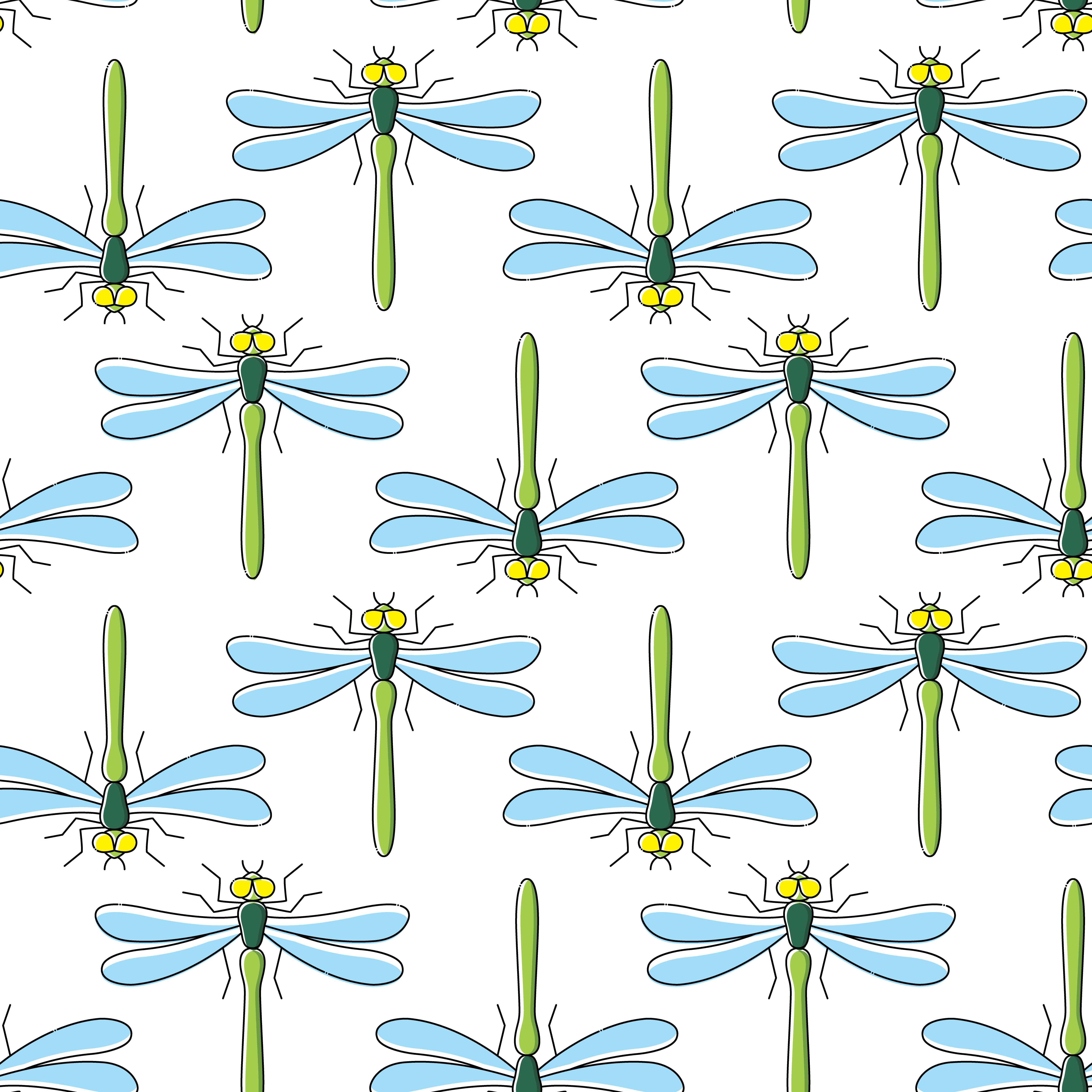 Dragonfly vector seamless pattern for textile design, wallpaper