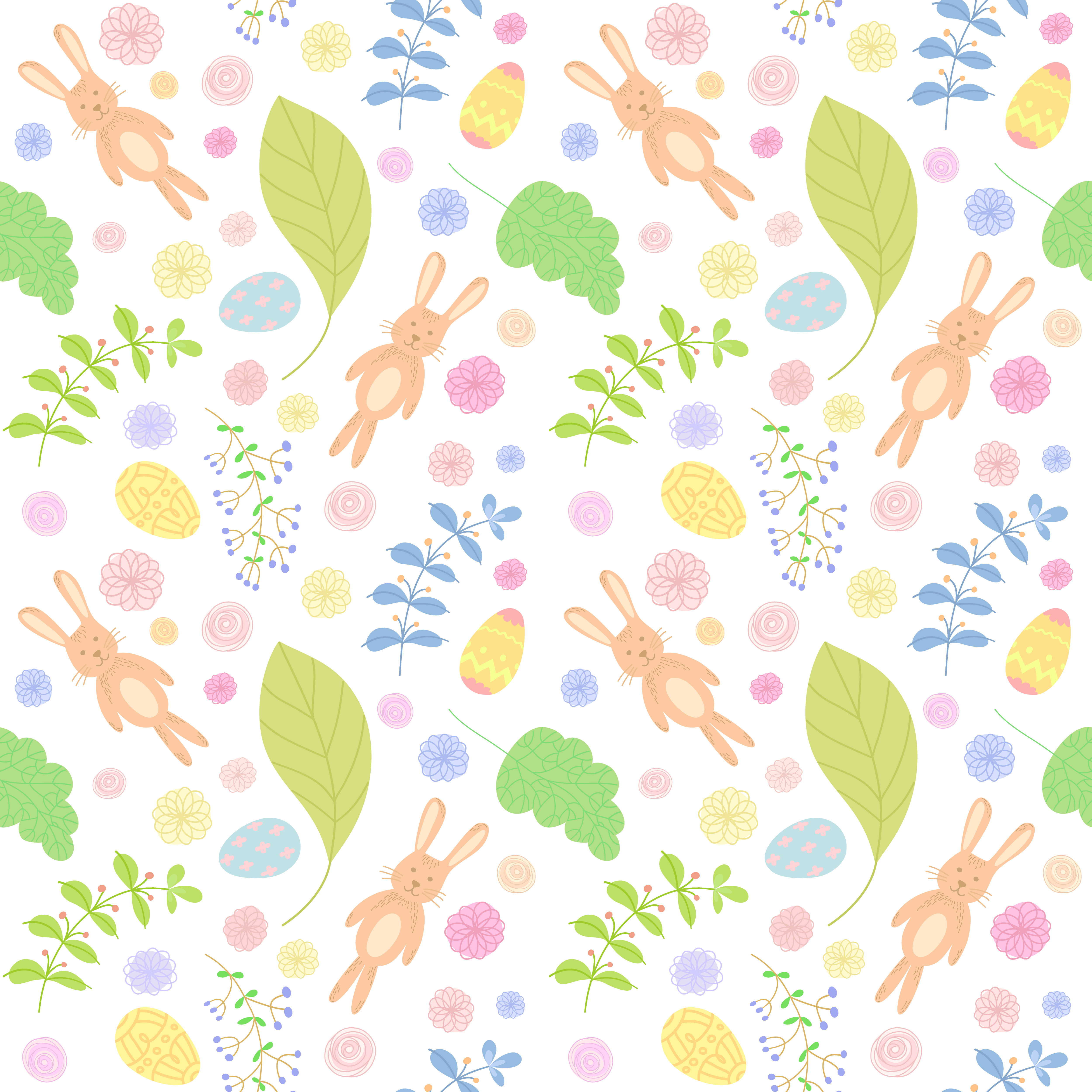 Seamless pattern with cute rabbits. Easter background. 617021 Vector