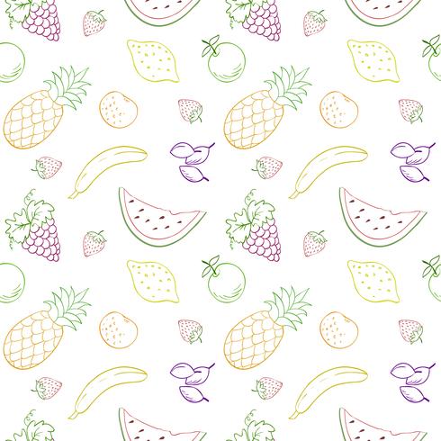 Seamless vector pattern with fruits and berries.