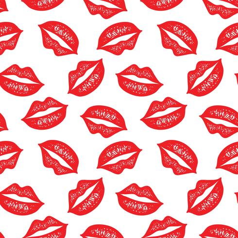 Vector Seamless Pattern With Colorful Lips Repeating