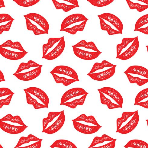 Vector seamless pattern with colorful lips. Repeating sketched lips background for wrapping paper, textile print, scrapbooking.