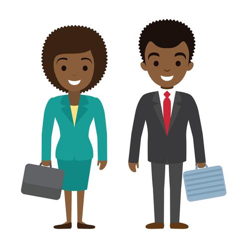 Ilustración de vector de personajes de negocios afro americanos y empresaria wi