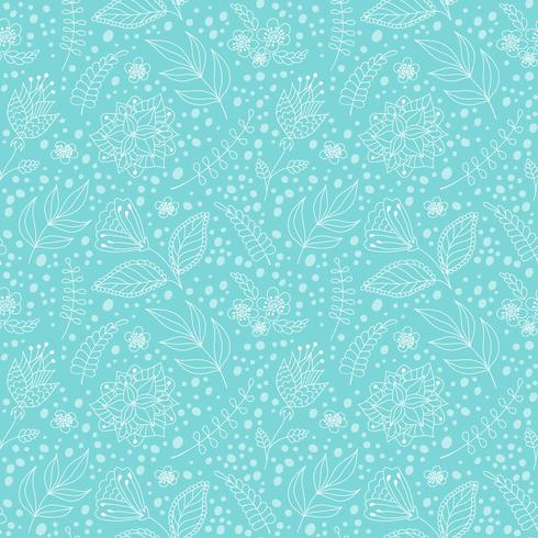 Seamless vector pattern with flowers and leaves.