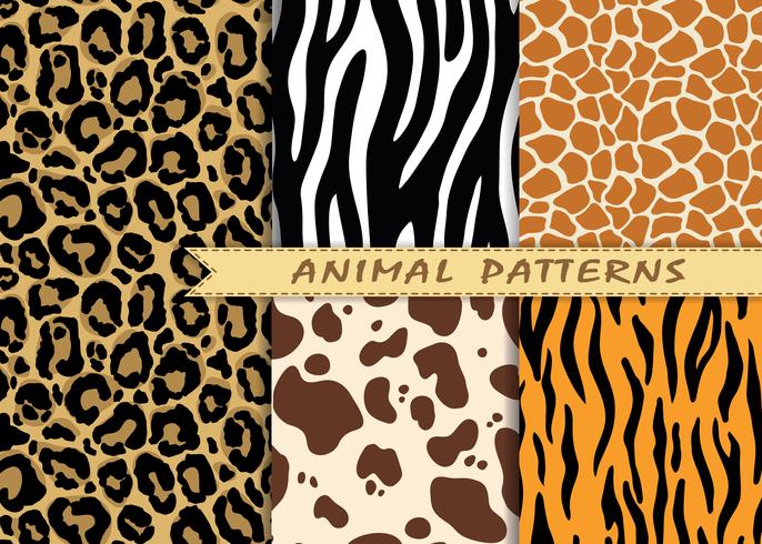 Vector seamless patterns set with animal skin texture. Repeating animal backgrounds for textile design, scrapbooking, wrapping paper. Vector animal prints.