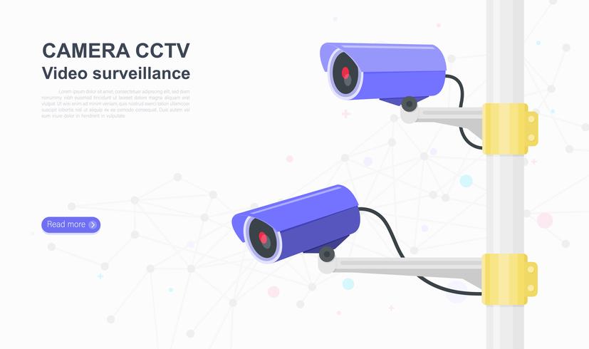 Camara cctv. video vigilancia. Plantilla de página web de diseño gráfico de página de destino. Ilustración vectorial vector