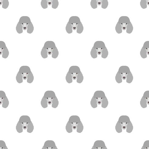 Seamless vector pattern with poodle. Dog head flat icon repeating background for textile design, wrapping paper, wallpaper or scrapbooking.