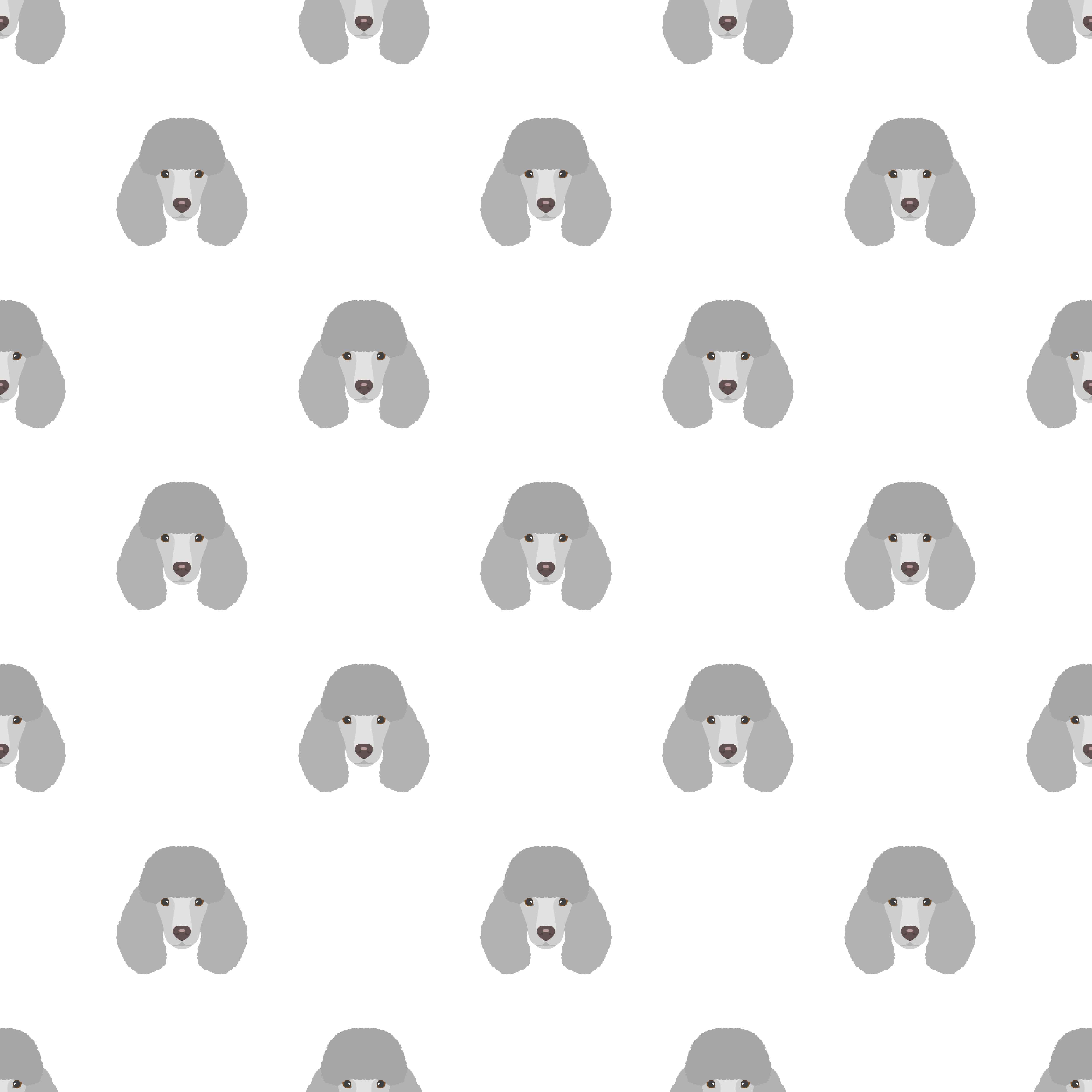 Seamless vector pattern with poodle. Dog head flat icon repeating