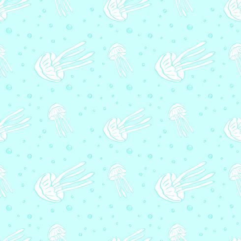 Jellyfish seamless vector pattern. Jellyfish background. Vector illustration. 