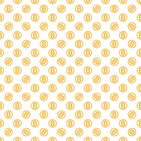 Vector seamless pattern with bitcoins. Cryptocurrency repeating background.