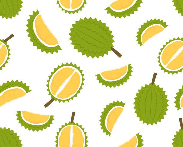 Seamless pattern of fresh durian isolated on white background - Vector illustration