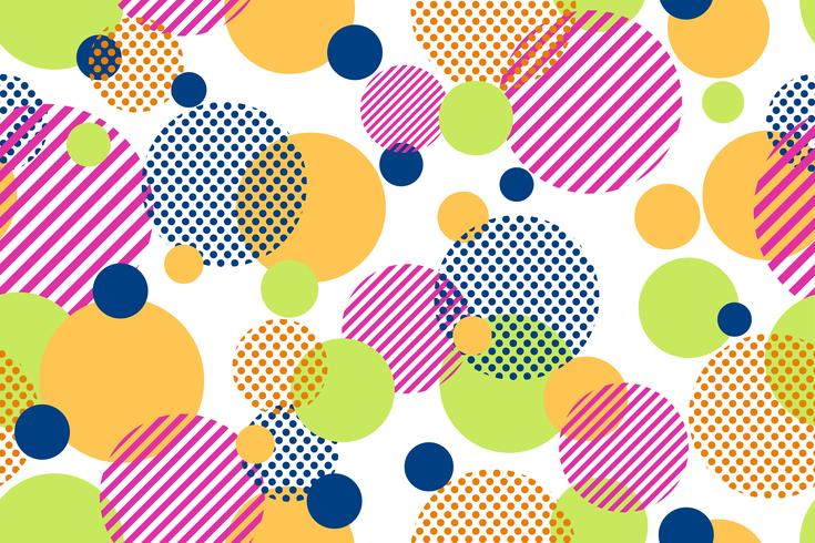 Seamless pattern of colorful dots and geometric circle modern on white background - Vector illustration