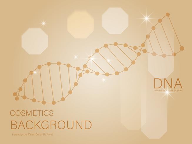 Vector de estructura de ADN dorado. Fondo de lujo del bokeh de los cosméticos del cuidado de piel de la belleza.