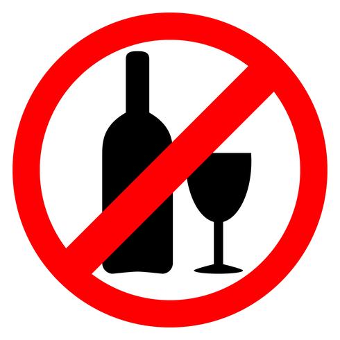 No hay señal de alcohol. Beber alcohol es un icono prohibido. vector