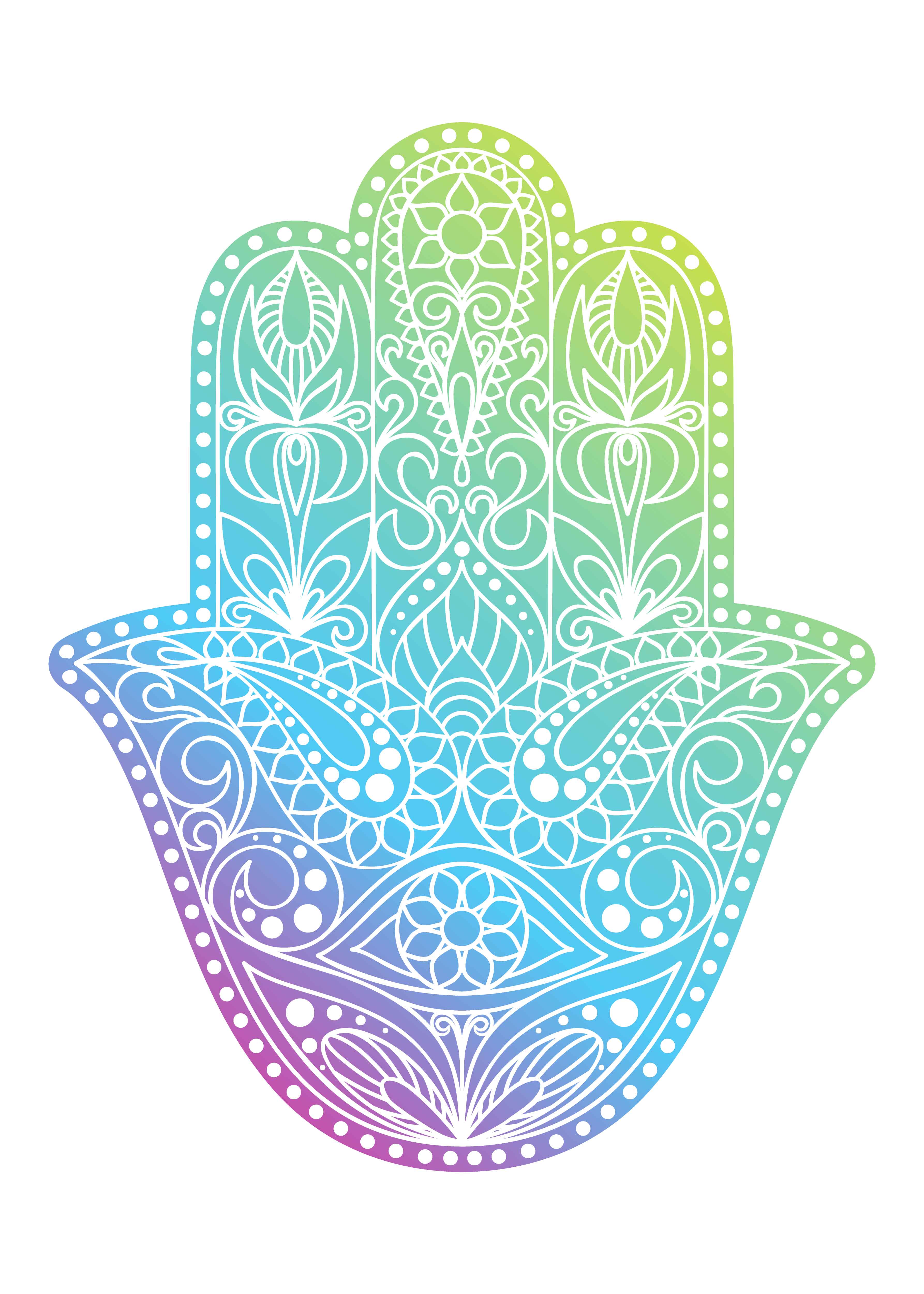 Hand drawn Hamsa symbol. Hand of Fatima. Ethnic amulet common in Indian