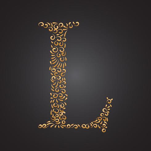 Floral Golden Ornamental Letter L vector