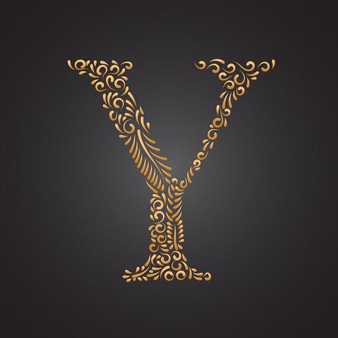 Floral Golden Ornamental Letter Y vector