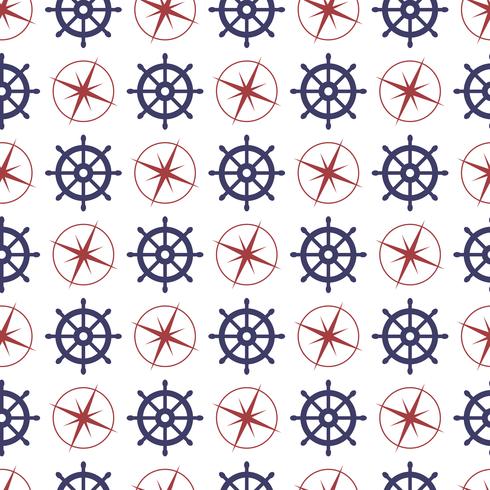 Nautical seamless pattern with anchor and porthole. vector