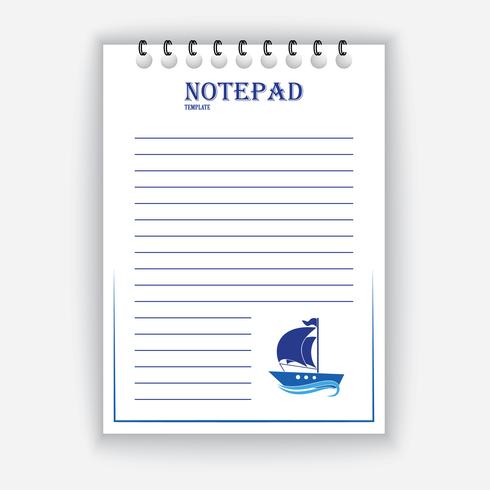 Template for notepad. Objects on the marine theme. Drawn elements. vector