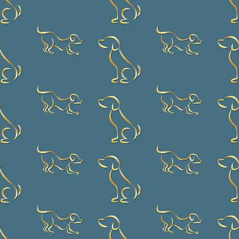 Seamless pattern with the image of the contours of the dog. vector