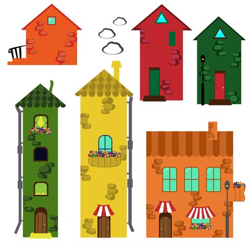 Conjunto de casas de dibujos animados. vector