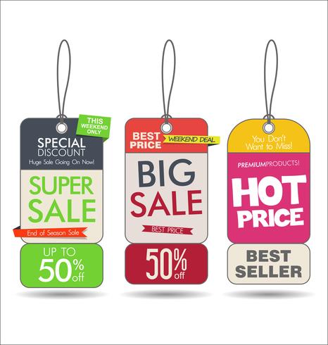 Sale tags colorful modern collection vector