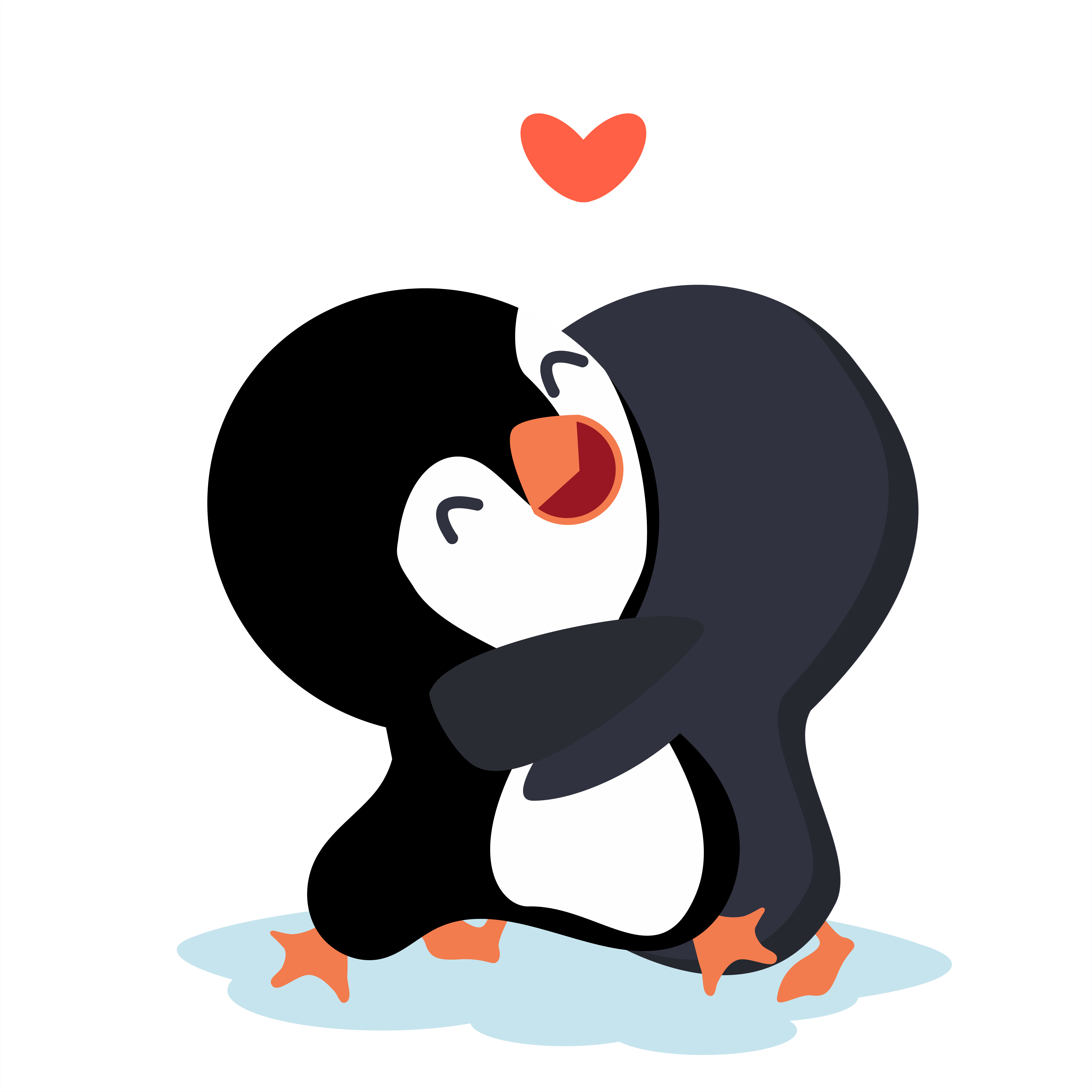 Dibujos animados pingüinos feliz pareja abrazo 618028 Vector en Vecteezy