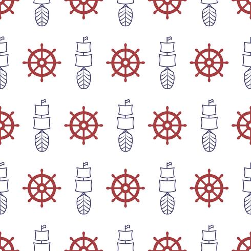 Nautical seamless pattern with anchor and porthole. vector