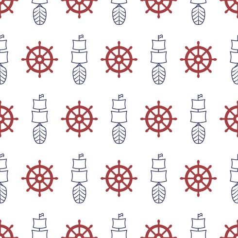 Nautical seamless pattern with anchor and porthole. vector