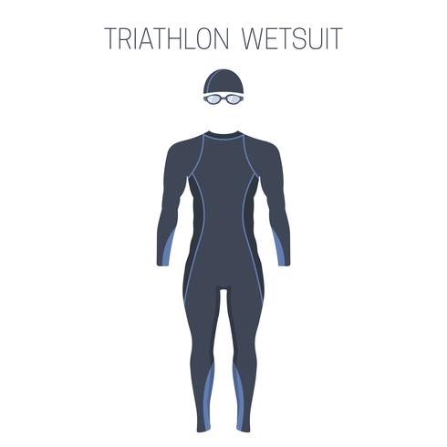 Triathlon men's fullsleeve wetsuit. vector