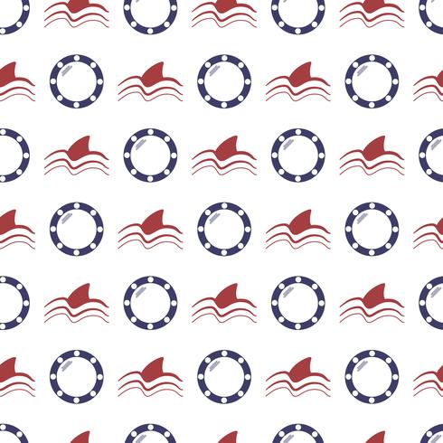 Nautical seamless pattern with anchor and porthole vector