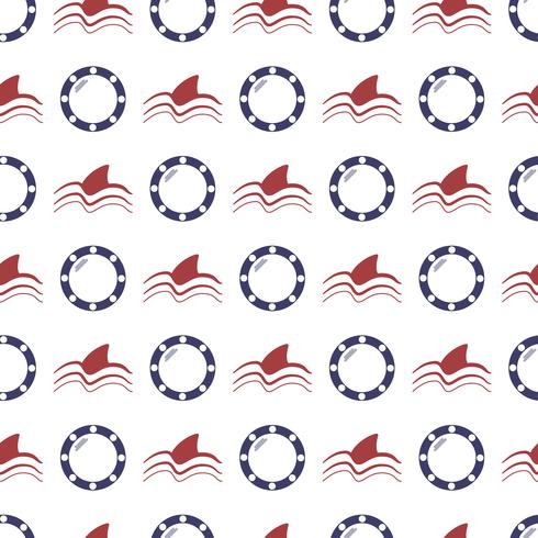 Nautical seamless pattern with anchor and porthole vector