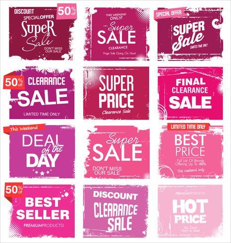 Collection of grunge retro sale background vector