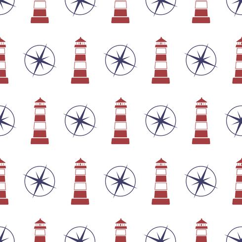 Nautical seamless pattern with anchor and porthole. vector