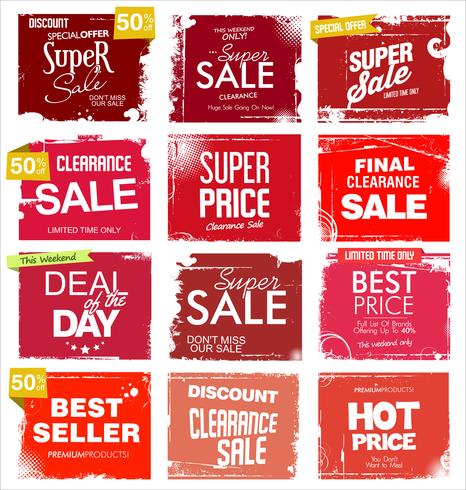 Collection of grunge retro sale background vector