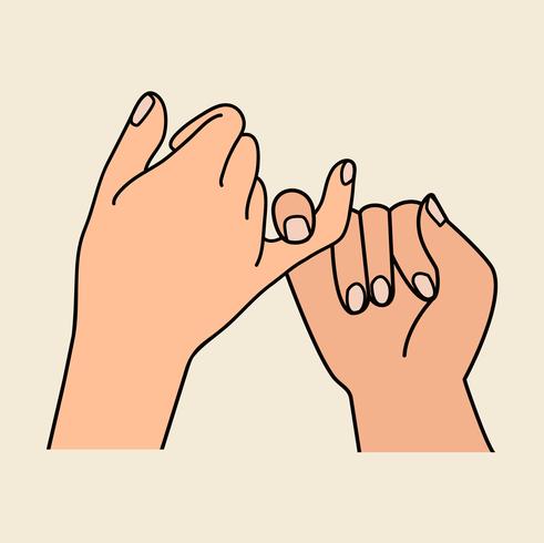 Cute pinky promise hands flat design vector