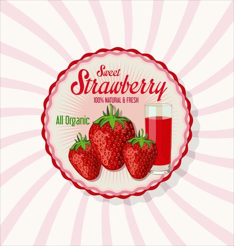 Fresh strawberry and juice glass background vector