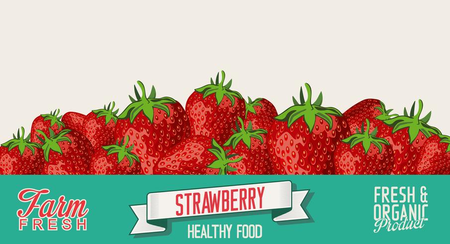 Strawberry retro vintage background vector