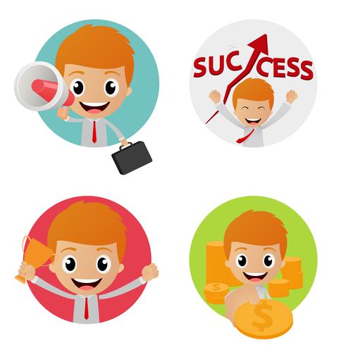 Set of funny character on business concept vector