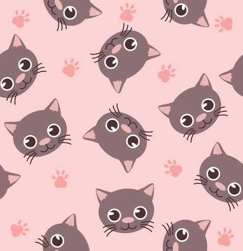 cute head cat seamless Pattern vector