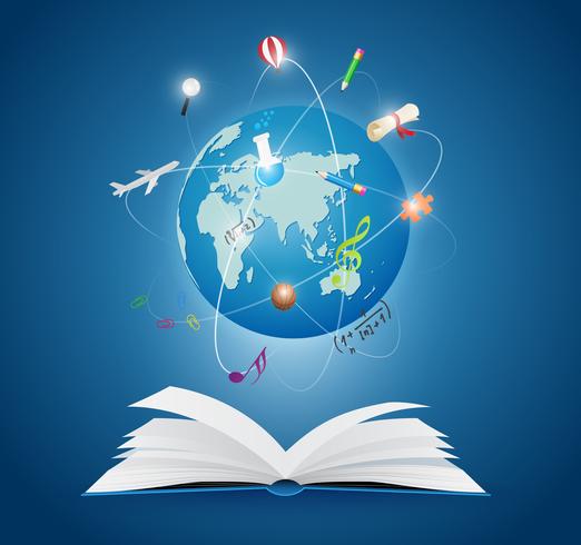 Books with world of science vector