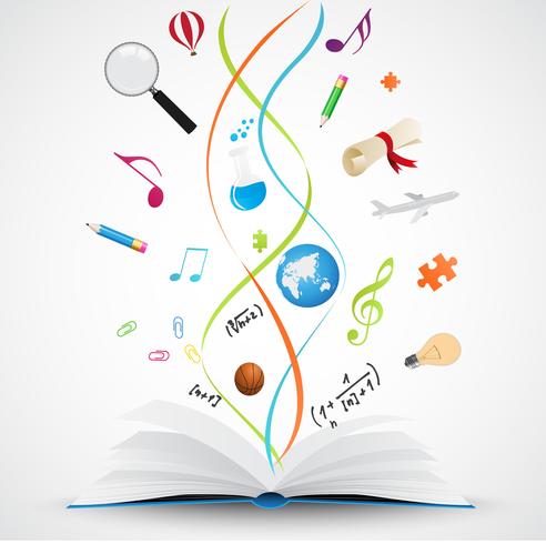 Open book with science icon vector