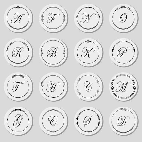 A large set of frames of different shapes with the alphabet. Vector