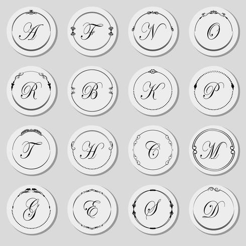 A large set of frames of different shapes with the alphabet. Vector