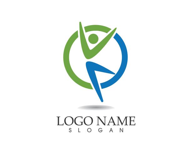 Athletic yoga people logo vector